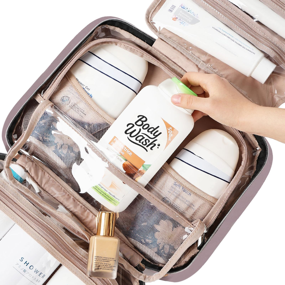 NISHEL Travel Toiletry Bag zipped up