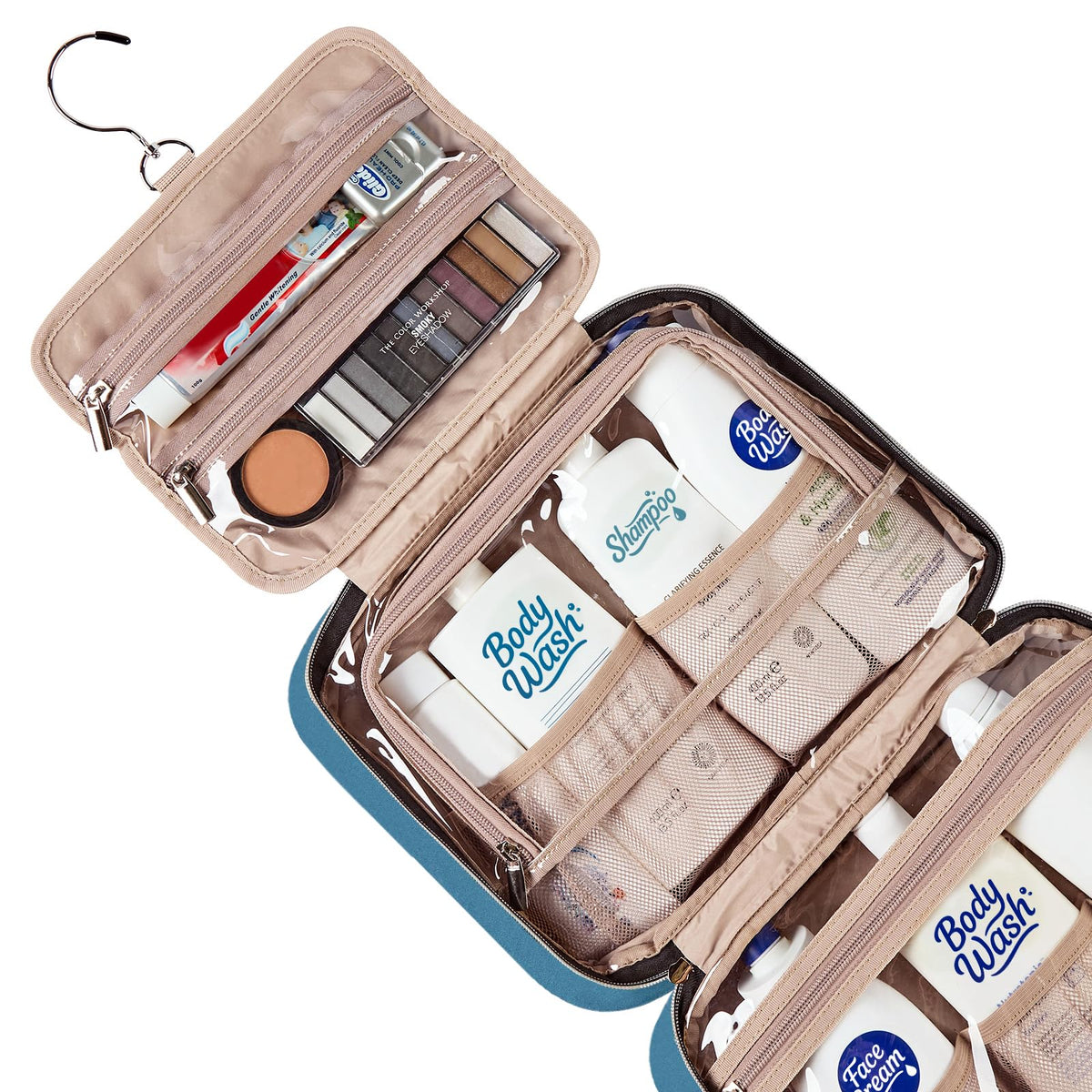NISHEL Travel Toiletry Bag zipped up and compact
