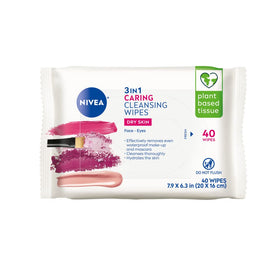 NIVEA 3in1 Caring Cleansing Wipes front view, 40 count pack