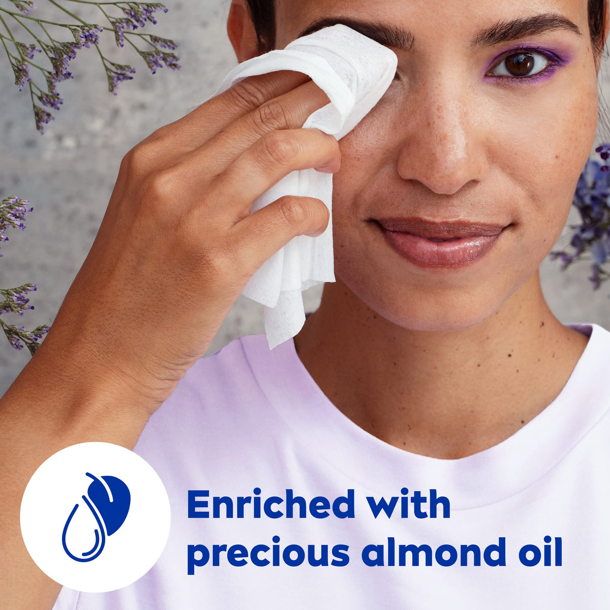NIVEA 3in1 Caring Cleansing Wipes in a bathroom setting