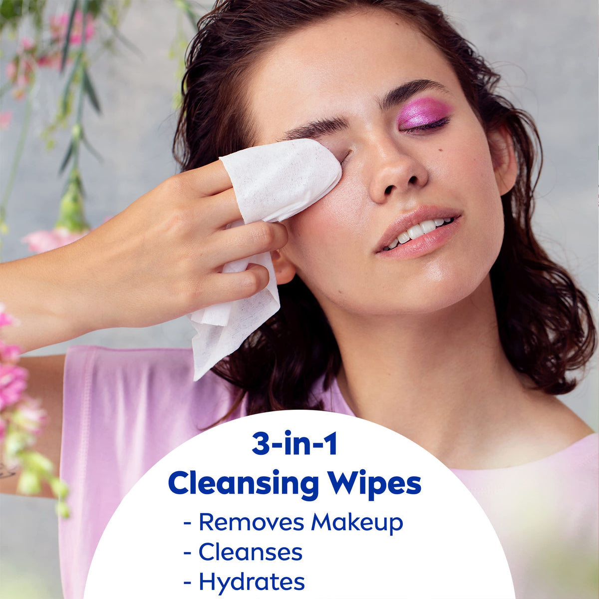 NIVEA 3in1 Caring Cleansing Wipes showing the texture of the wipes