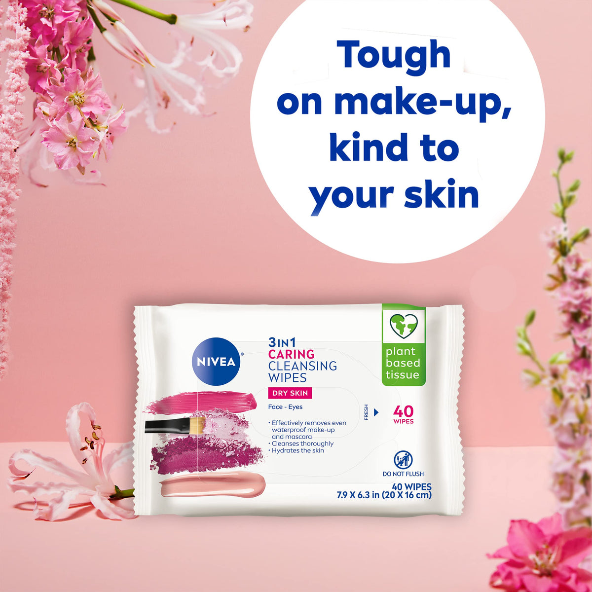 NIVEA 3in1 Caring Cleansing Wipes with Almond Oil ingredients highlighted