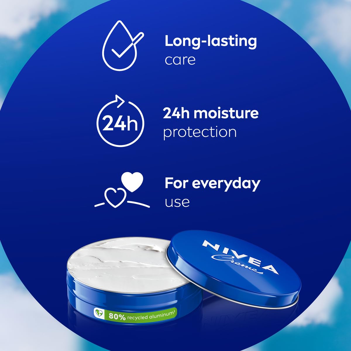 NIVEA All Purpose Creme 150ml can with other skincare products