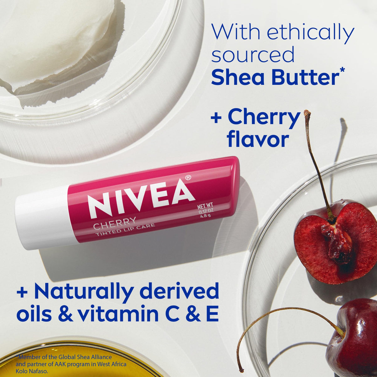 NIVEA Cherry Lip Care lip balm in hand