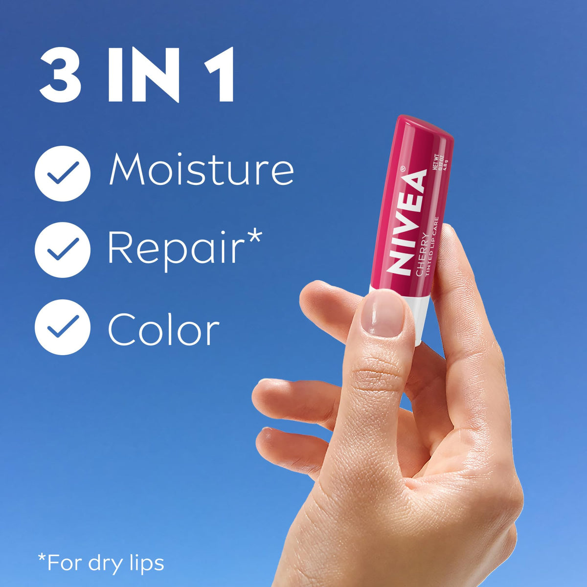 NIVEA Cherry Lip Care lip balm stick close-up