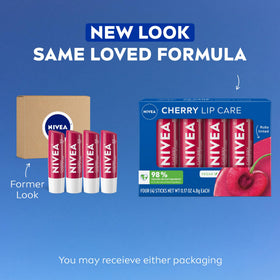 NIVEA Cherry Lip Care packaging with shea butter and cherry flavour