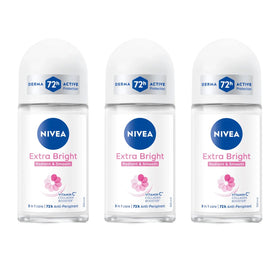 NIVEA Extra Bright Roll-On Deodorant front view, 50ml