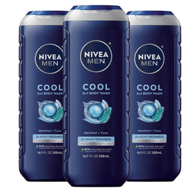 NIVEA MEN Cool 3-in-1 Body Wash front view with menthol scent