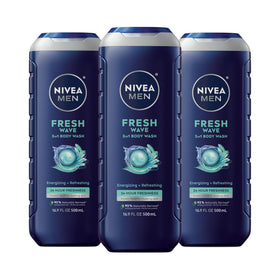 NIVEA MEN Fresh Wave 3-in-1 Body Wash three bottles front view