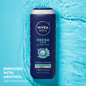 NIVEA MEN Fresh Wave Body Wash showing back label details