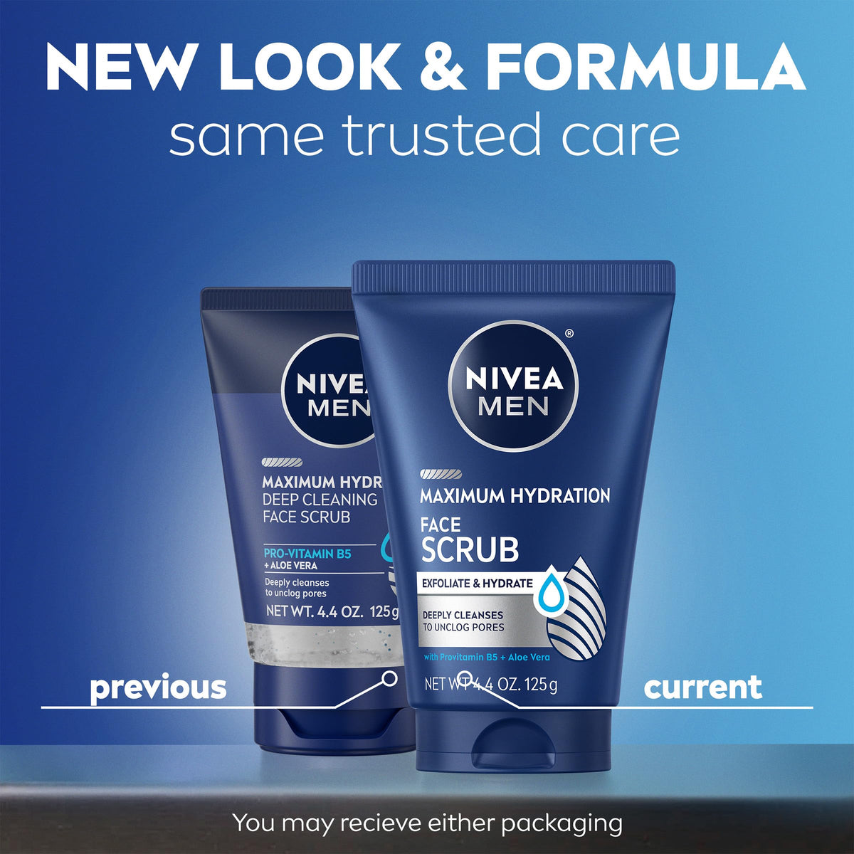NIVEA MEN Maximum Hydration Face Scrub 4.4 OZ tube back view