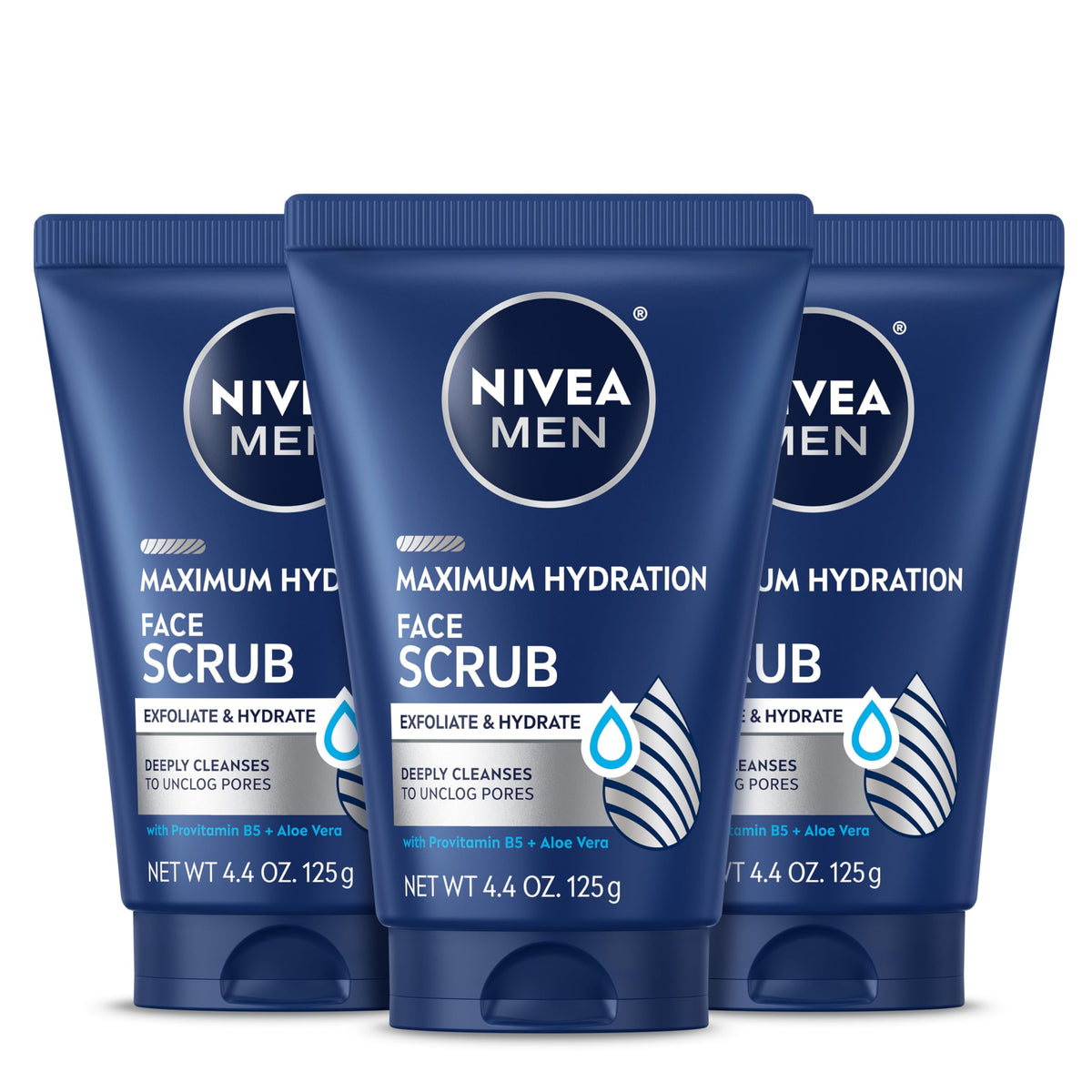 NIVEA MEN Maximum Hydration Face Scrub 4.4 OZ tube front view