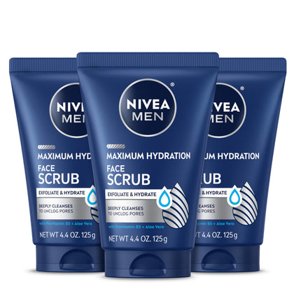NIVEA MEN Maximum Hydration Face Scrub 4.4 OZ tube front view