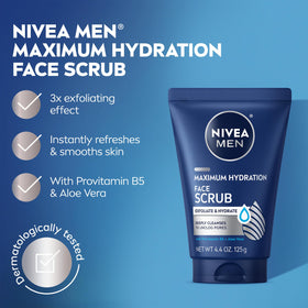 NIVEA MEN Maximum Hydration Face Scrub 4.4 OZ tube side view
