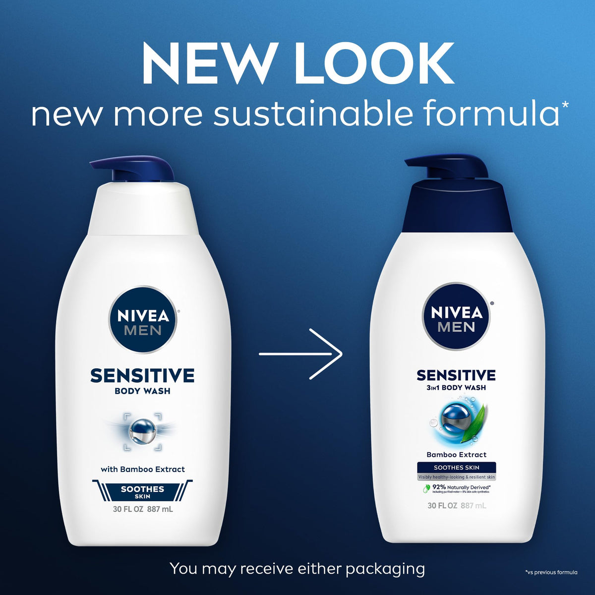 NIVEA MEN Sensitive Body Wash bottle side view