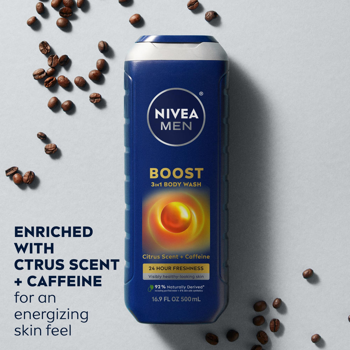 NIVEA MEN support 3-in-1 Body Wash, Citrus Scent, side view