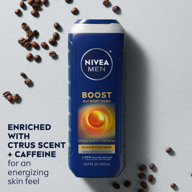 NIVEA MEN support 3-in-1 Body Wash, Citrus Scent, side view