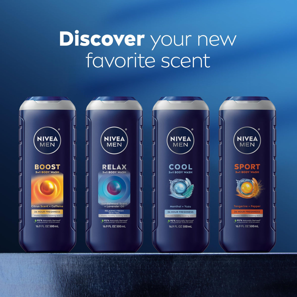 NIVEA MEN support 3-in-1 Body Wash, Citrus Scent, texture