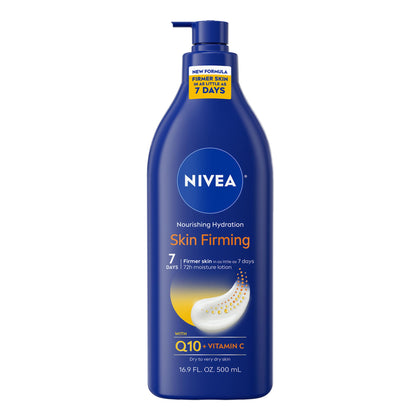 NIVEA Nourishing Hydration Skin Firming Body Lotion front view with pump