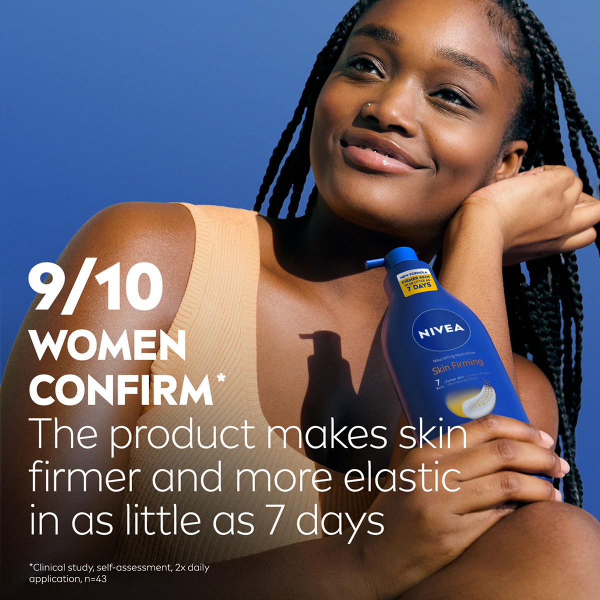 NIVEA Nourishing Hydration Skin Firming Body Lotion with natural background