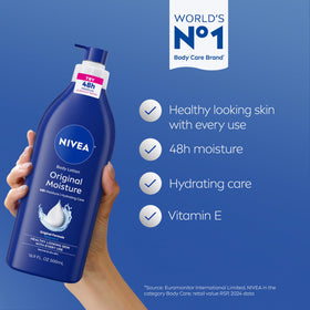 NIVEA Original Moisture Body Lotion pump bottle side view