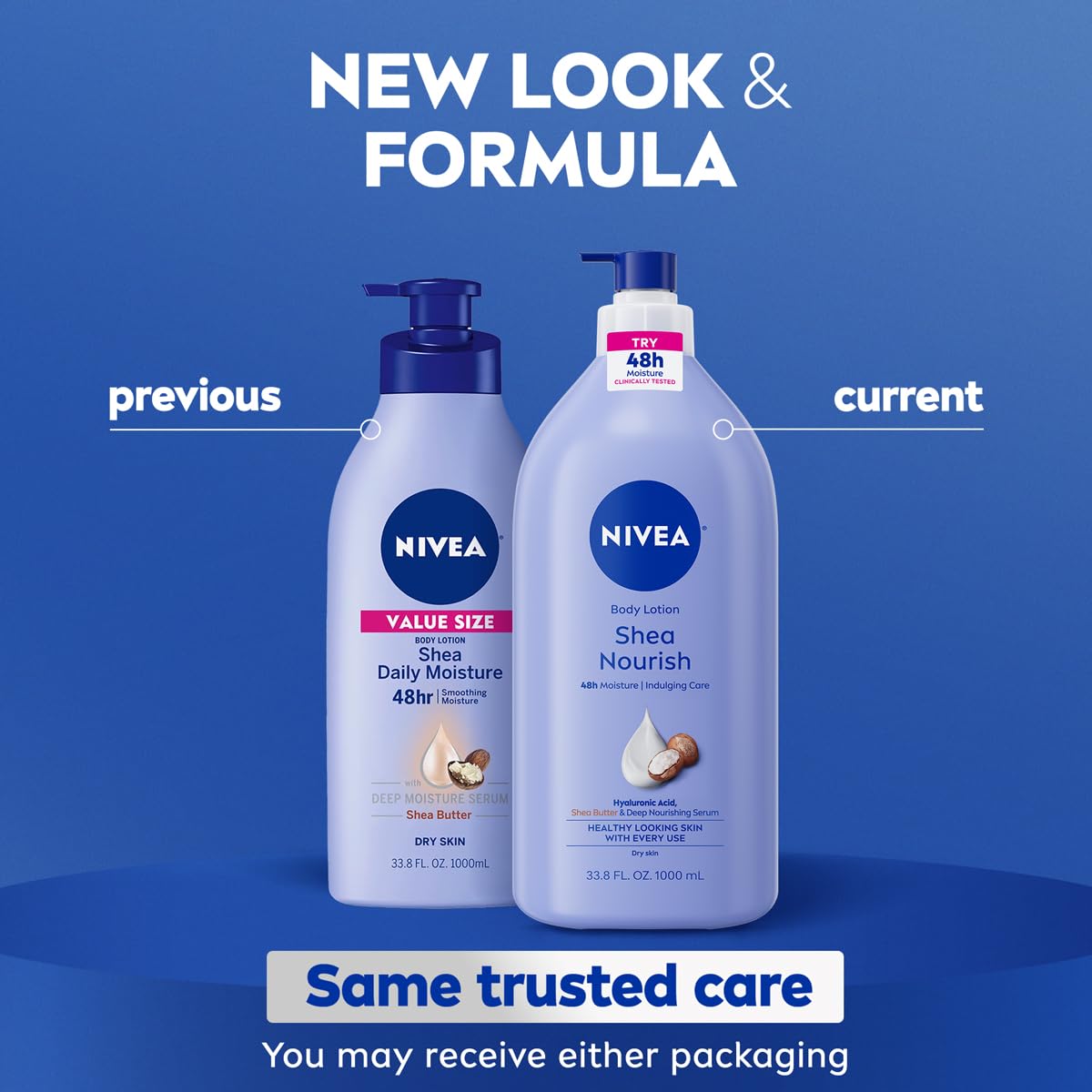 NIVEA Shea Nourish Body Lotion pump bottle side view