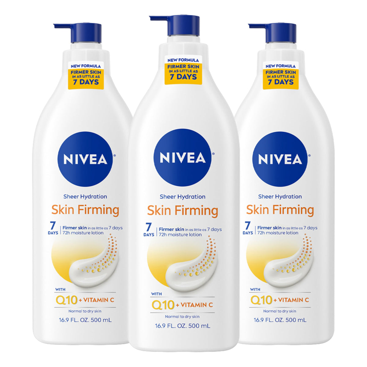 NIVEA Sheer Hydration Skin Firming Body Lotion front view, 16.9 fl oz bottle