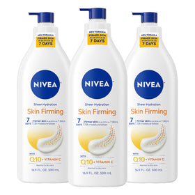 NIVEA Sheer Hydration Skin Firming Body Lotion front view, 16.9 fl oz bottle