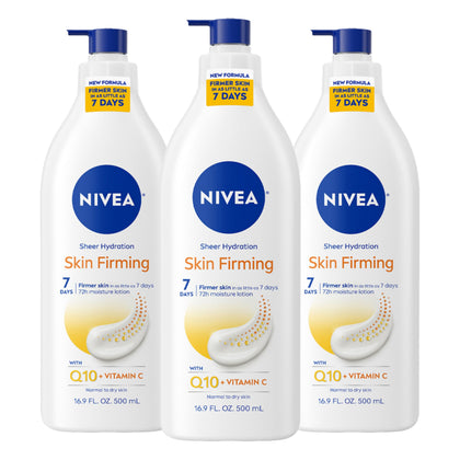 NIVEA Sheer Hydration Skin Firming Body Lotion front view, 16.9 fl oz bottle