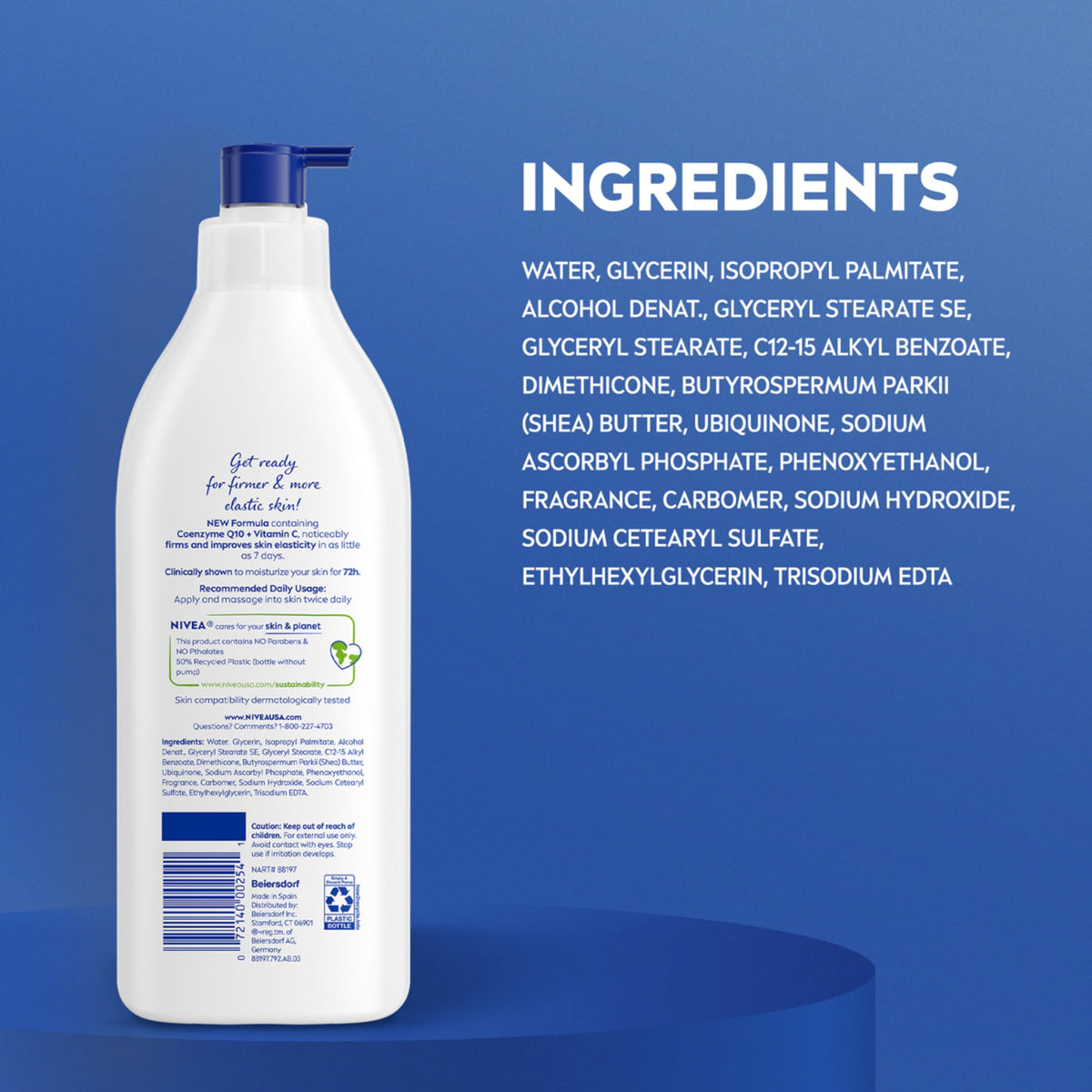 NIVEA Sheer Hydration Skin Firming Body Lotion packaging details