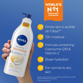 NIVEA Sheer Hydration Skin Firming Body Lotion texture on hand