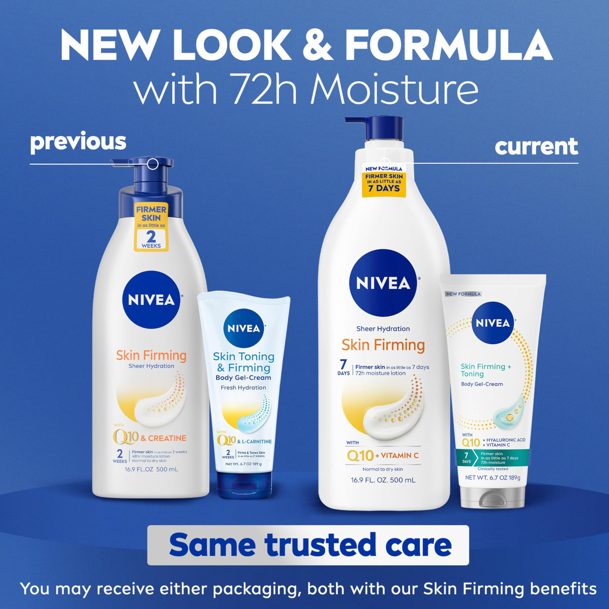 NIVEA Skin Firming & Toning Body Gel Cream 6.7 oz tube front view