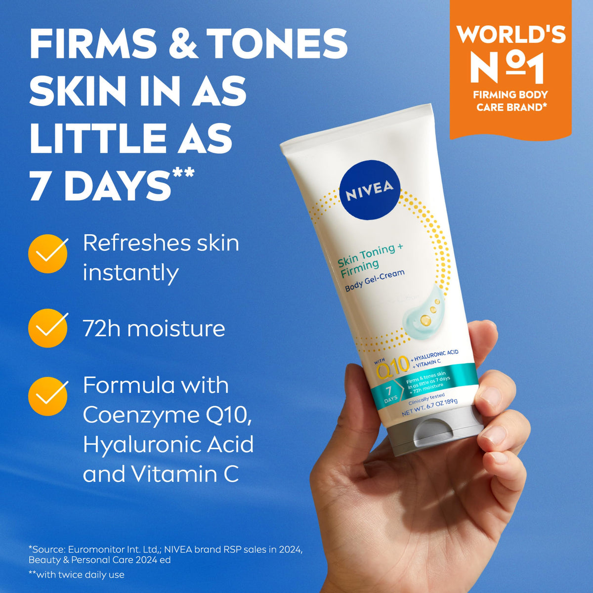 NIVEA Skin Firming & Toning Gel Cream tube with texture visible