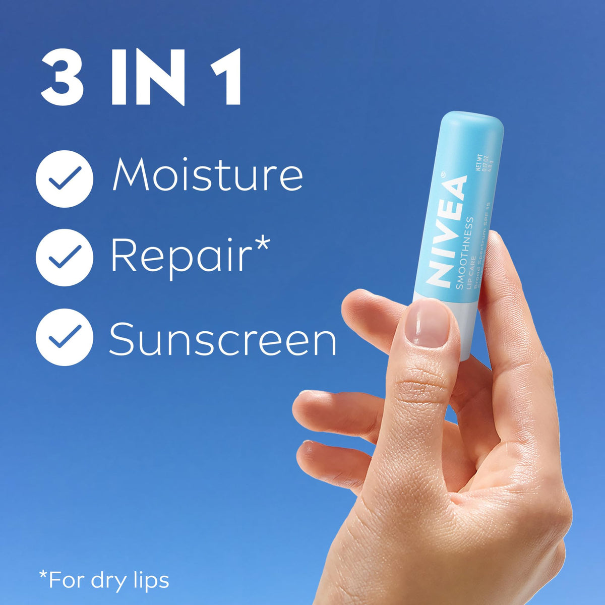 NIVEA Smoothness Lip Care SPF 15 lip balm stick close-up