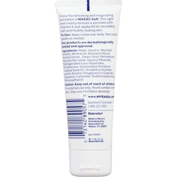 NIVEA Soft Moisturizing Creme 75 mL tube side view