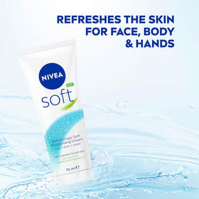 NIVEA Soft Moisturizing Creme 75 mL tube with open cap