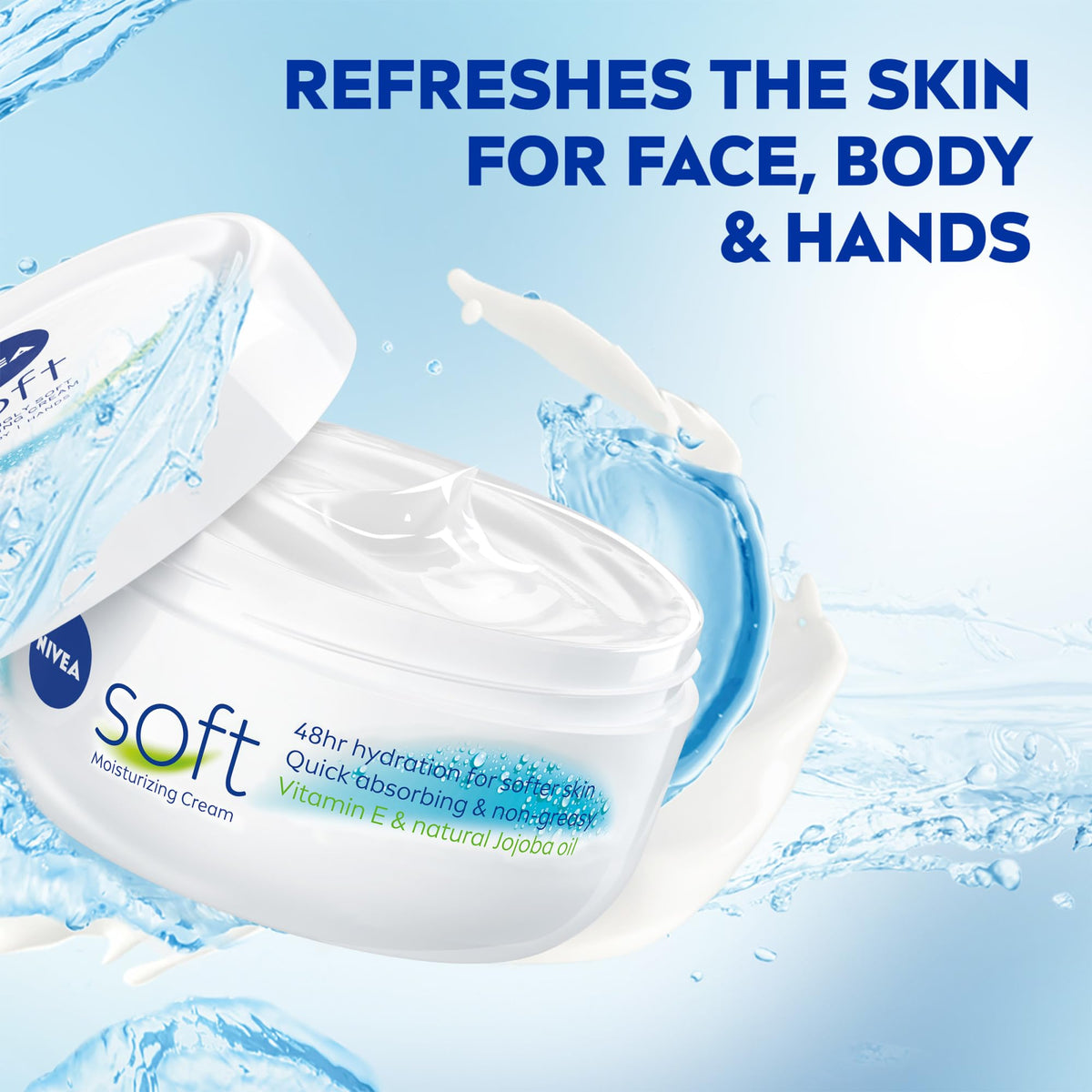 NIVEA Soft Refreshingly Soft Moisturizing Cream on a bathroom counter