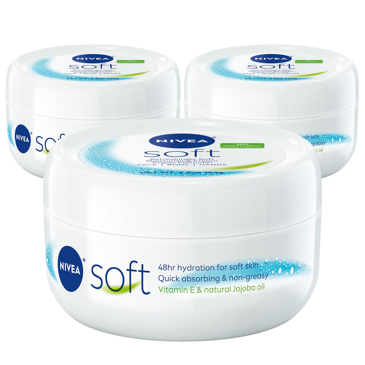 NIVEA Soft Refreshingly Soft Moisturizing Cream three jars front view