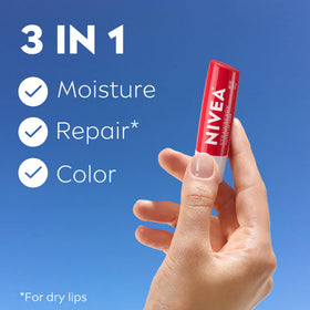 NIVEA Strawberry Lip Care lip balm close-up of product