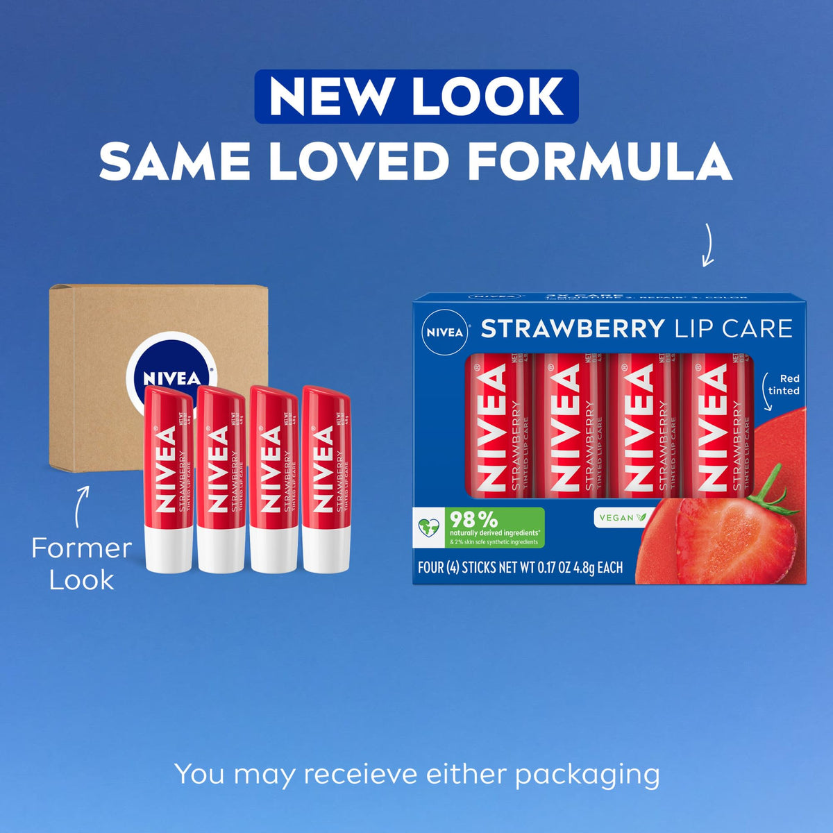 NIVEA Strawberry Lip Care lip balm showing packaging
