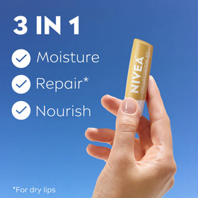 NIVEA Vanilla Buttercream Lip Care Balm packaging with Shea Butter