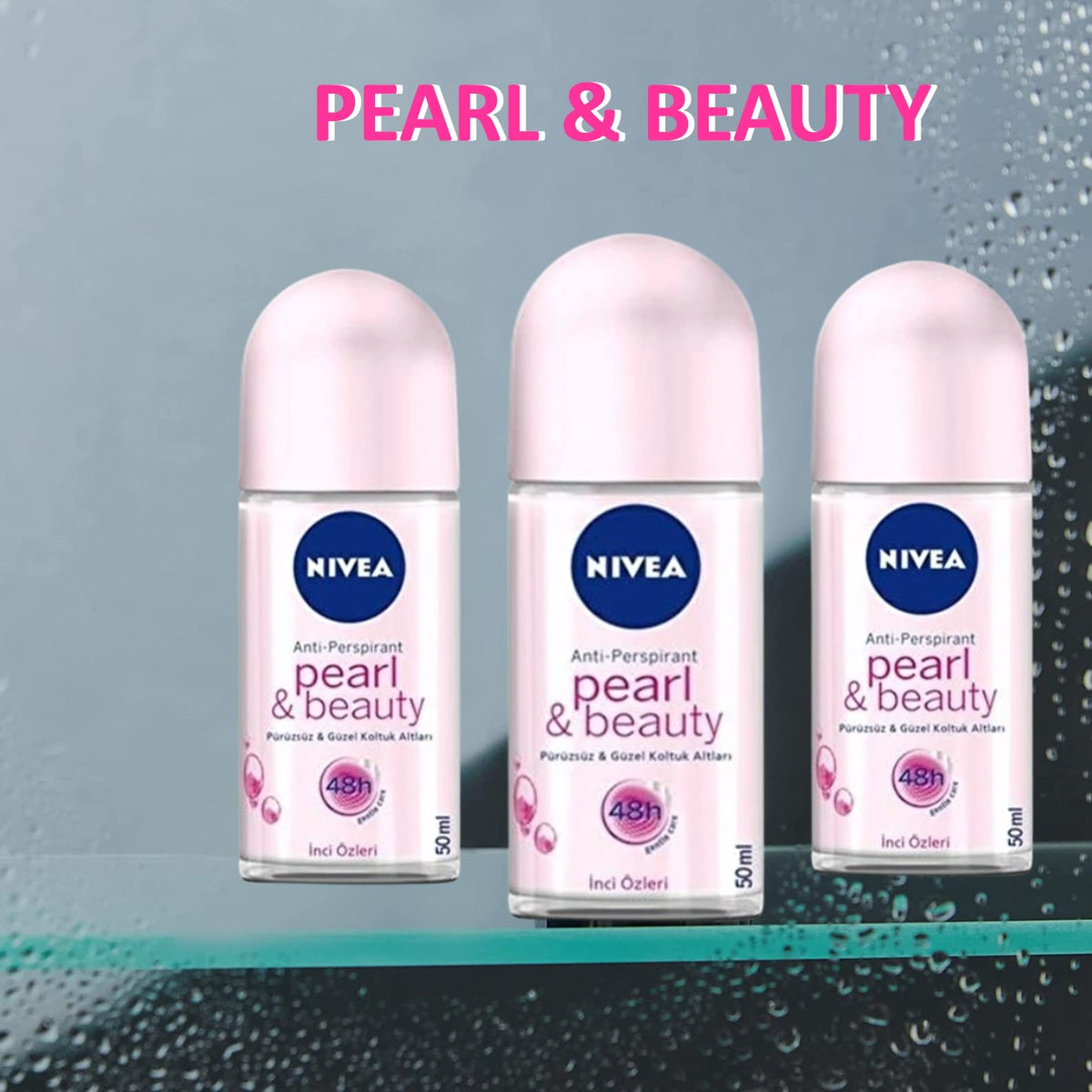 NIVEA Women Deodorant Roll On Pearl & Beauty application close-up