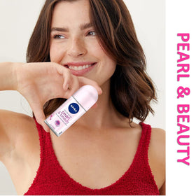 NIVEA Women Deodorant Roll On Pearl & Beauty on bathroom counter