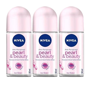 NIVEA Women Deodorant Roll On Pearl & Beauty pack of 3 with 50ml bottles