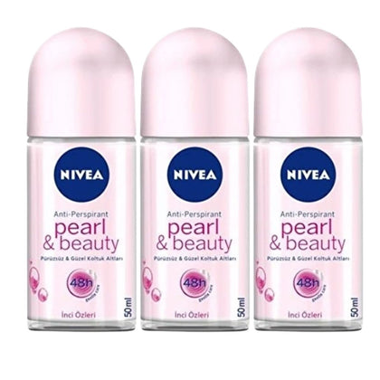 NIVEA Women Deodorant Roll On Pearl & Beauty pack of 3 with 50ml bottles