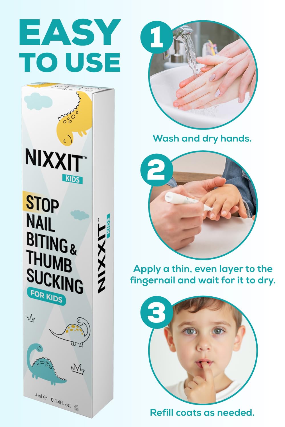 NIXXIT Nail Biting Prevention Pen brush applicator close-up