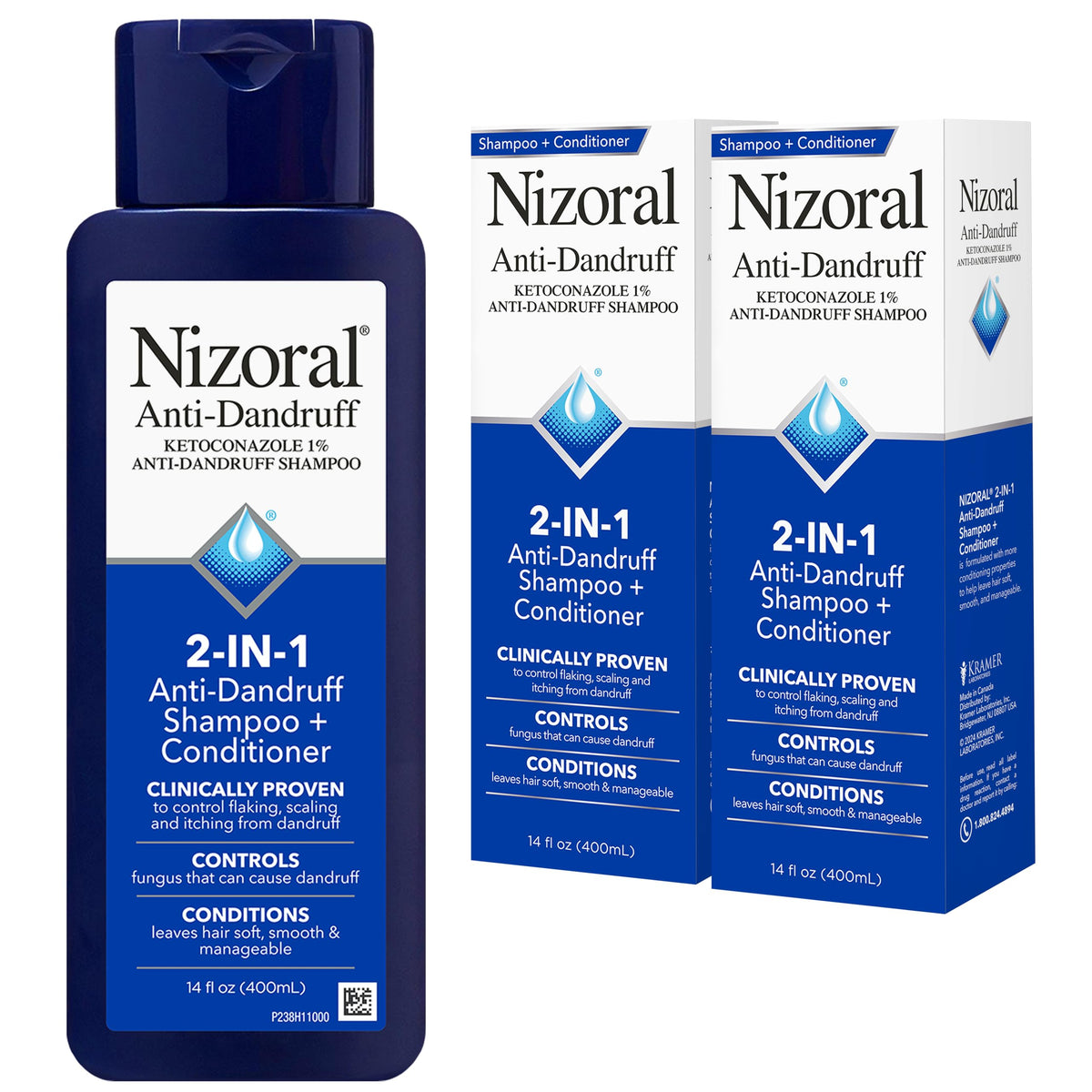 Nizoral 2-in-1 Anti Dandruff Shampoo and Conditioner front view, 14 Fl Oz