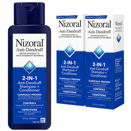 Nizoral 2-in-1 Anti Dandruff Shampoo and Conditioner front view, 14 Fl Oz