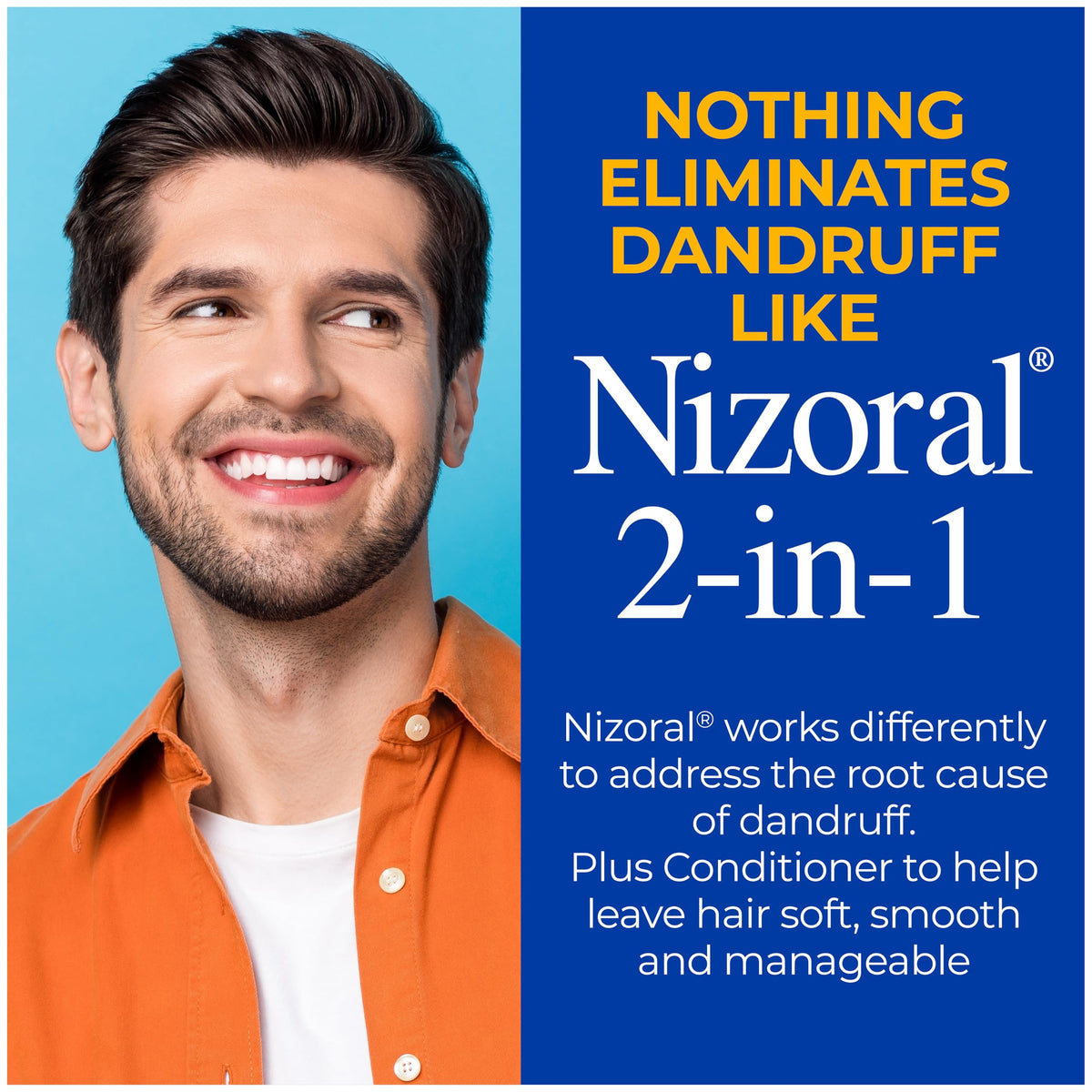 Nizoral 2-in-1 Anti Dandruff Shampoo and Conditioner side view showing bottle design