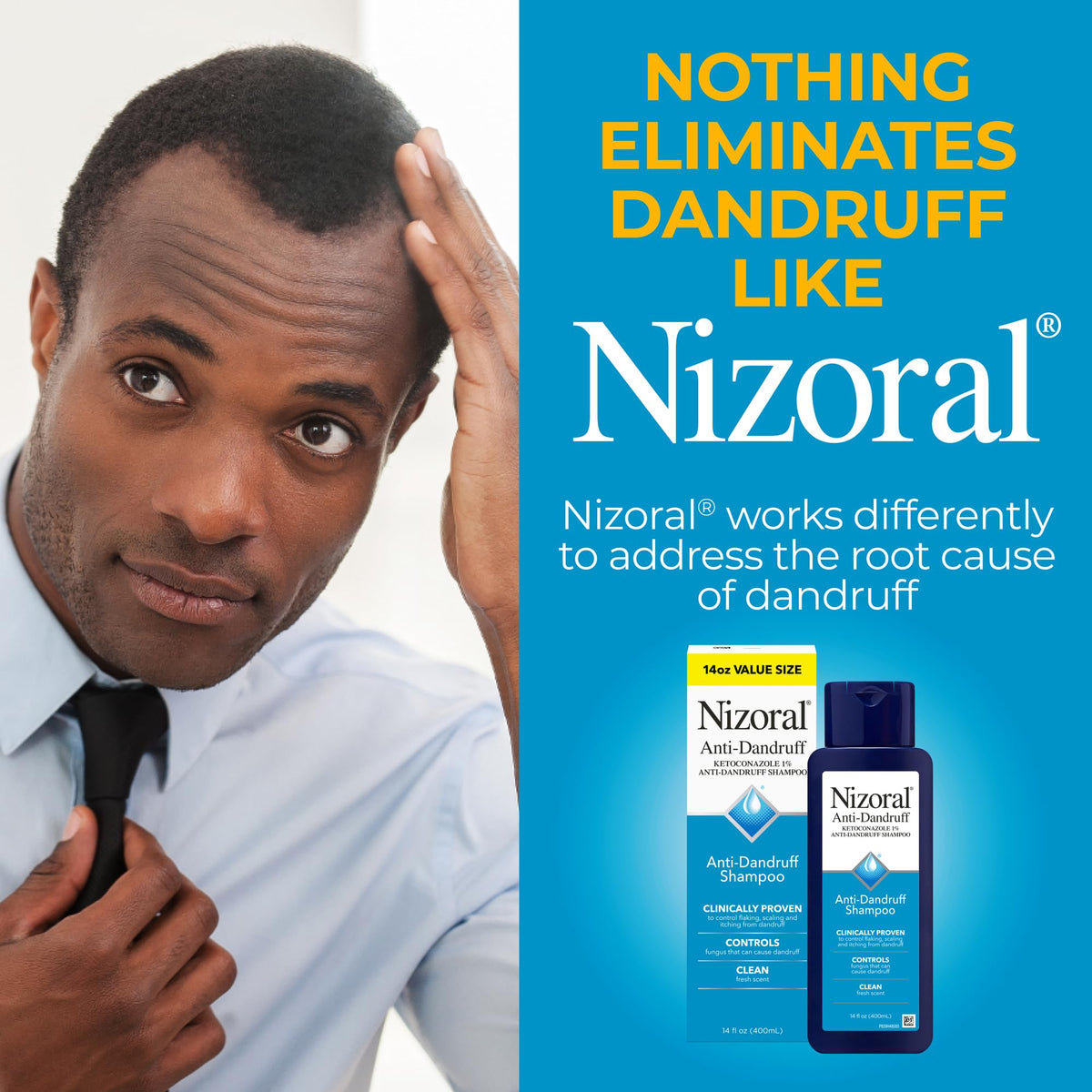 Nizoral Anti-Dandruff Shampoo in a bathroom setting
